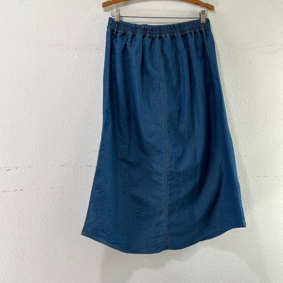 RD+koko A Line Mide Skirt Denim Blue Wrap Skirt - Picture 14 of 16
